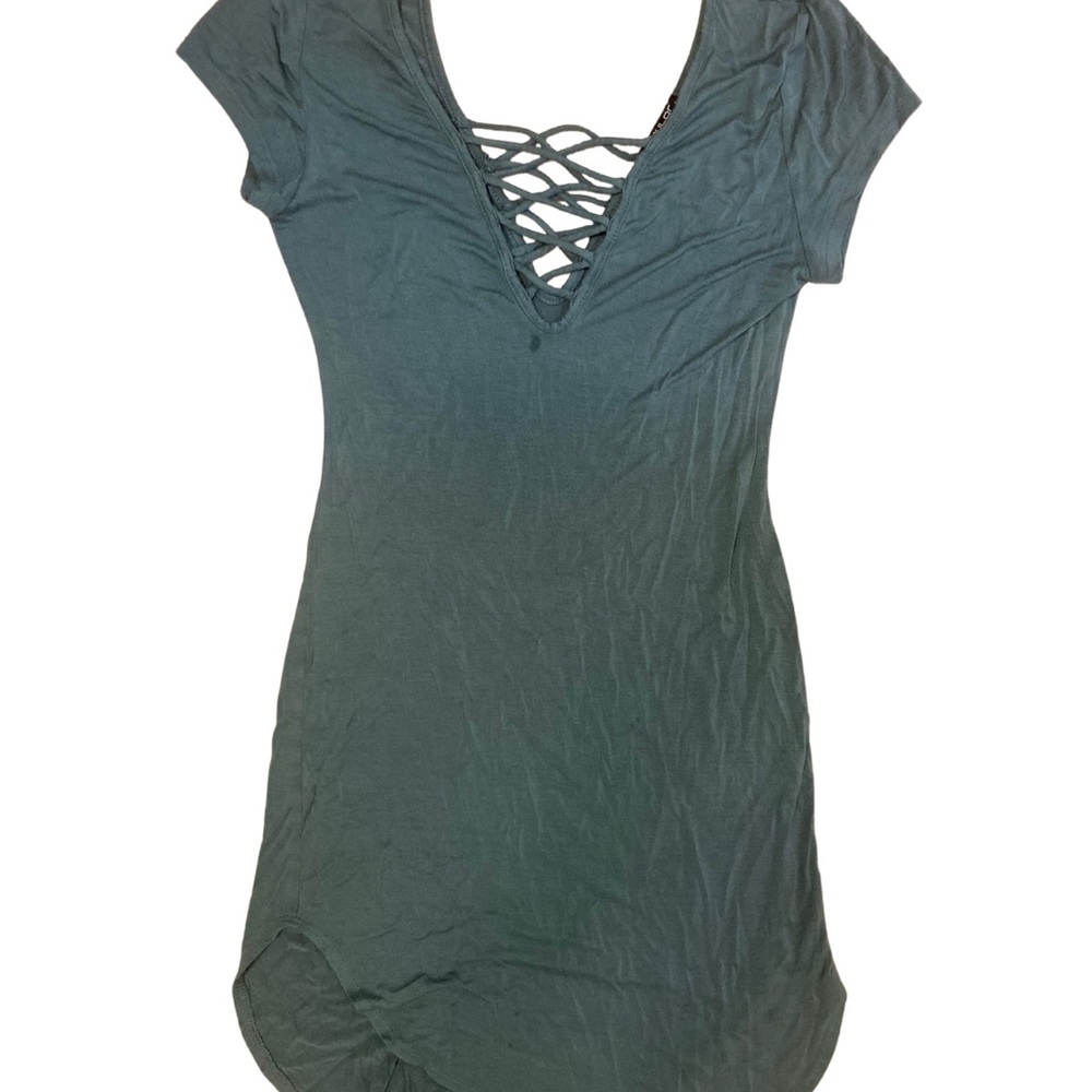 Teal Crisscross Front Tunic